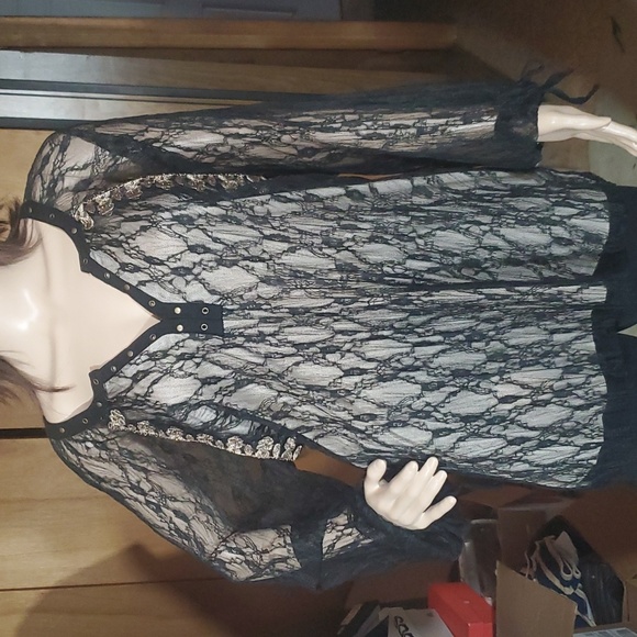 Lace top long sleeve, black - Gimmicks, XL - Picture 1 of 10
